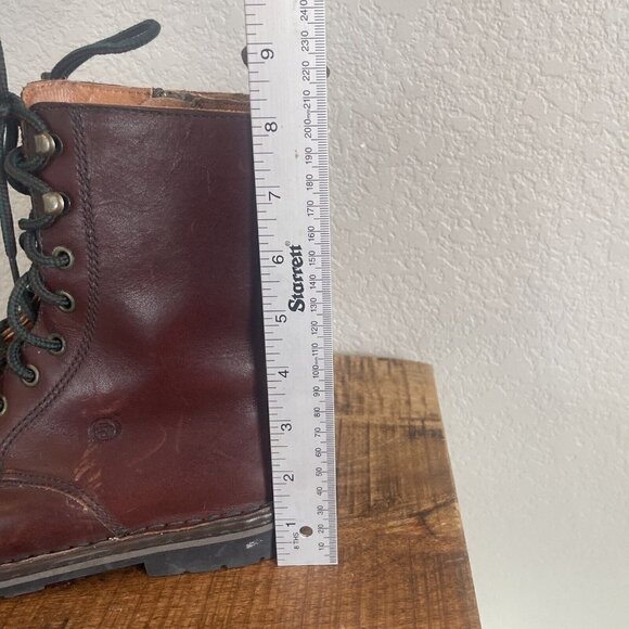 Women's Size 6.5M Born Lace Up Combat Trooper Boots Brown Side Zip Leather - Picture 4 of 13